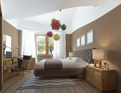 现代风格的卧室用现代风格的床头柜搭配