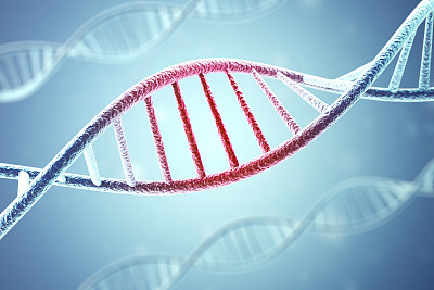 被感染的概念，病人的DNA结构在蓝色背景上