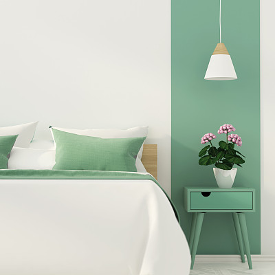 绿色装饰的时尚卧室
