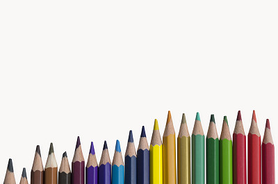 彩色铅笔背景调色板木材工具