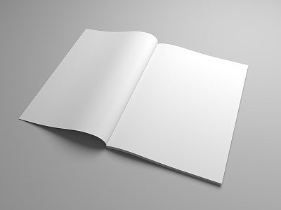 空白3D插图打开杂志，书，小册子或小册子。