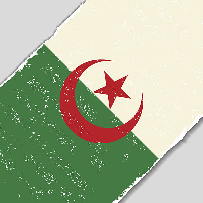 阿尔及利亚枯燥乏味的旗帜。矢量插图。