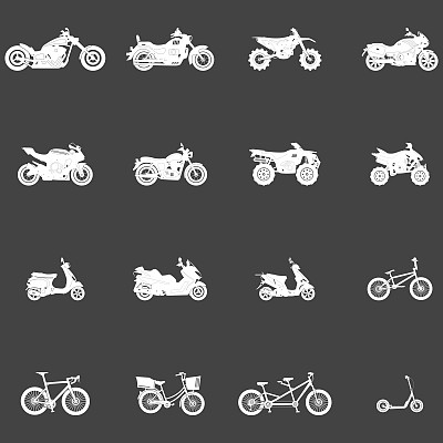 运输自行车摩托车ATV图标集