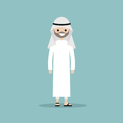 微笑的阿拉伯人穿着民族服装