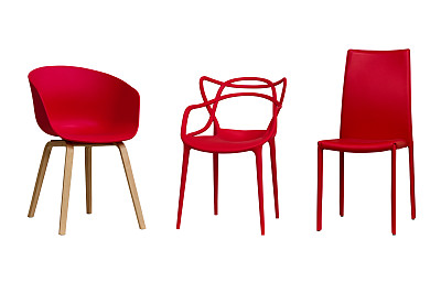 红色的椅子。第1部分。孤立的,白色背景。