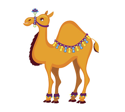 单峰骆驼。装饰卡通骆驼。