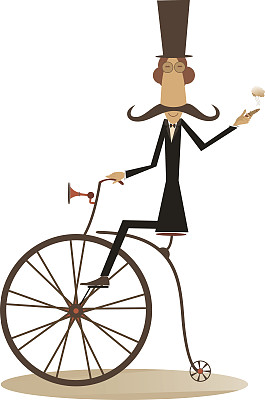 卡通人物骑自行车