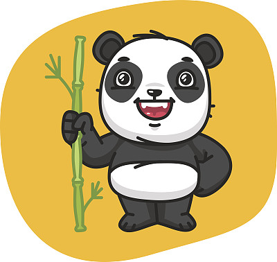 熊猫抱竹