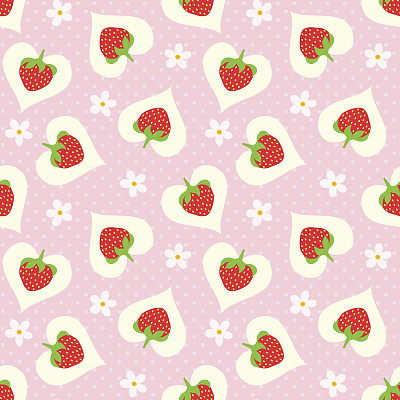 草莓花无缝图案
