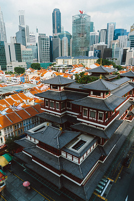 从上面看新加坡的唐人街