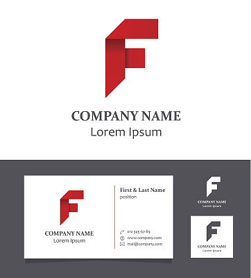 字母F -设计元素与名片-插图