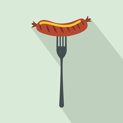 香肠在叉子上的平面图标