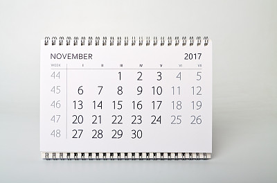 11月。日历表。2007年的日历。