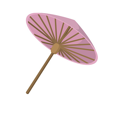 粉红色伞，卡通风格