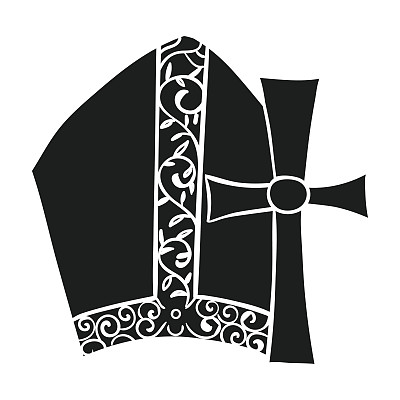 梵蒂冈符号在黑色风格孤立在白色背景。意大利国家符号股票矢量插图。