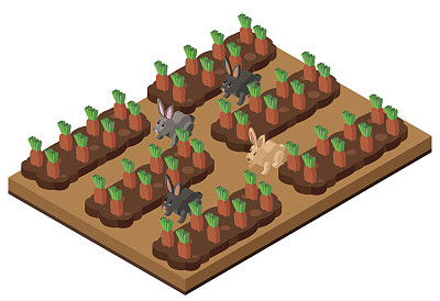 用兔子做胡萝卜花园的3D设计