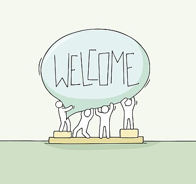卡通welcome插画-卡通welcome插画设计图片素材-觅知网