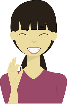 可爱的卡通微笑的女人,女孩矢量插图