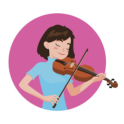 音乐家演奏小提琴。女孩小提琴家的灵感是演奏一种古典乐器。