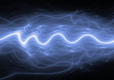 蓝色闪电，抽象等离子体背景