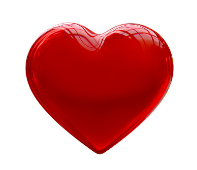 红色玻璃心孤立在白色背景上