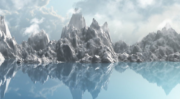 湖,高山,冰