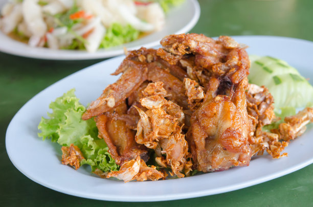 煮熟,炸鸡,膳食
