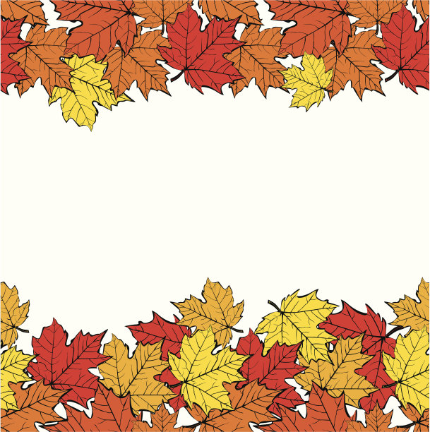 多彩枫叶无缝图案矢量背景