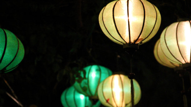 会安,中国灯笼,夜晚