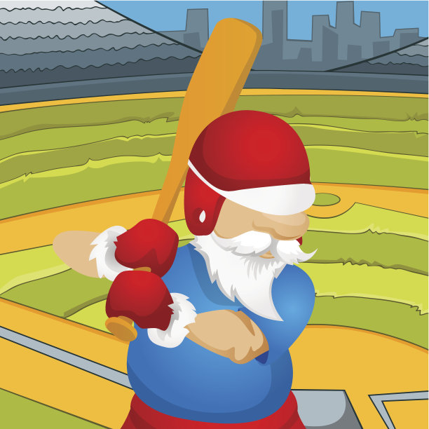 卡通图案打棒球的圣诞老人