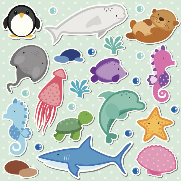 可爱水獭卡通图案背景