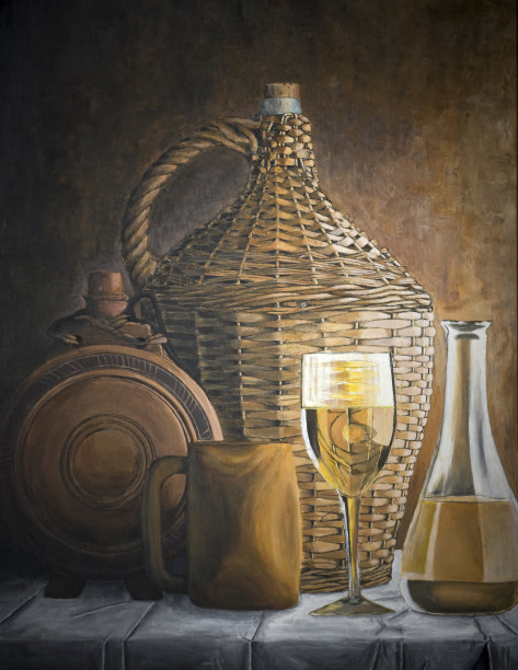 葡萄酒油画