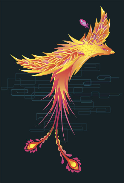 金红色凤凰插画