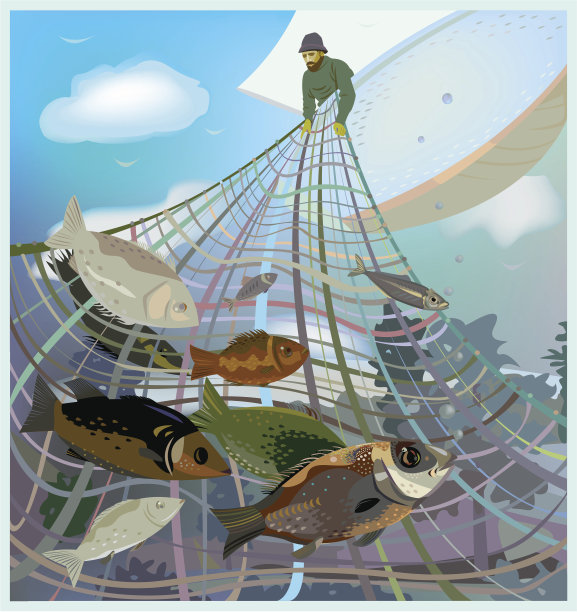渔民插画