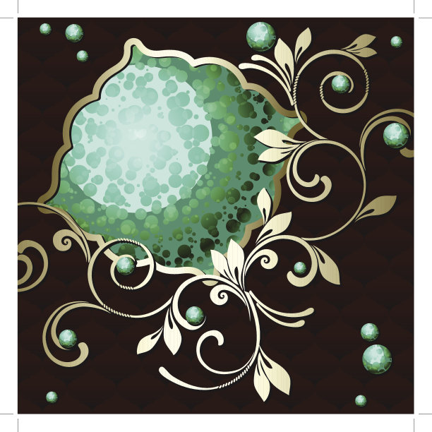 精美蓝绿色圆形花纹图案