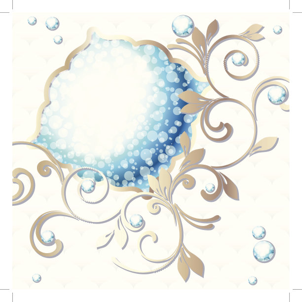 精美蓝绿色圆形花纹图案