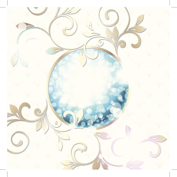 精美蓝绿色圆形花纹图案