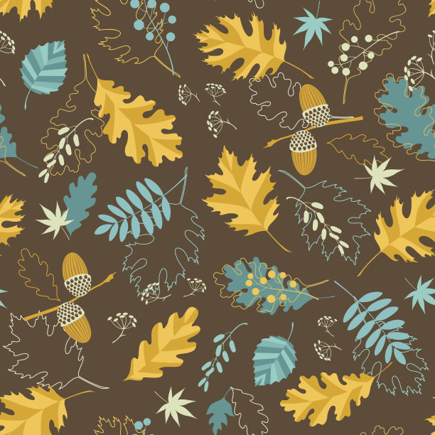 多彩枫叶无缝图案矢量背景