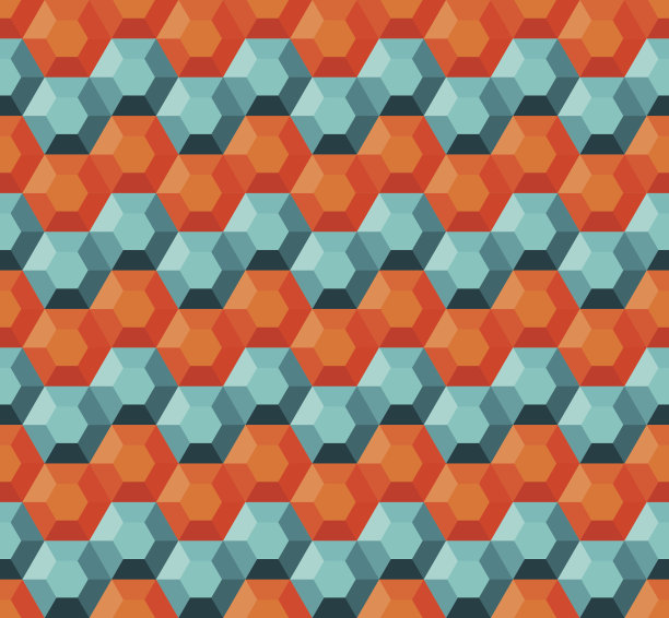 蓝绿几何六边形无缝图案