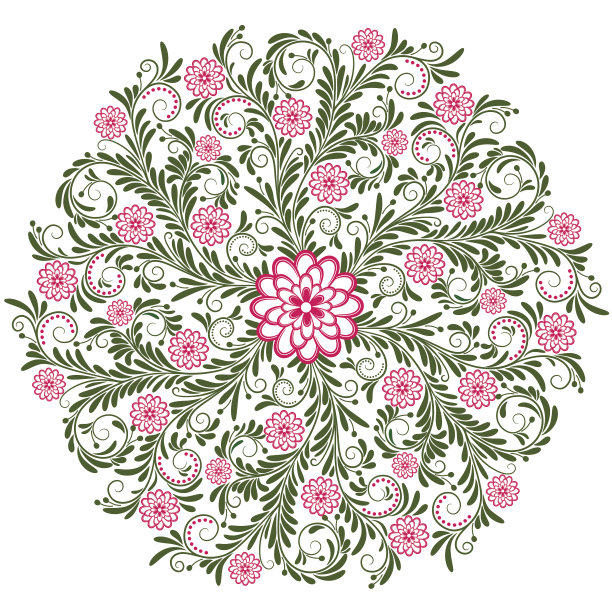 精美紫色绿色圆形花纹图案