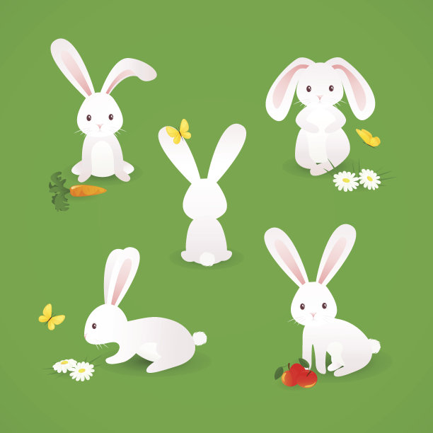 小兔子,复活节,花
