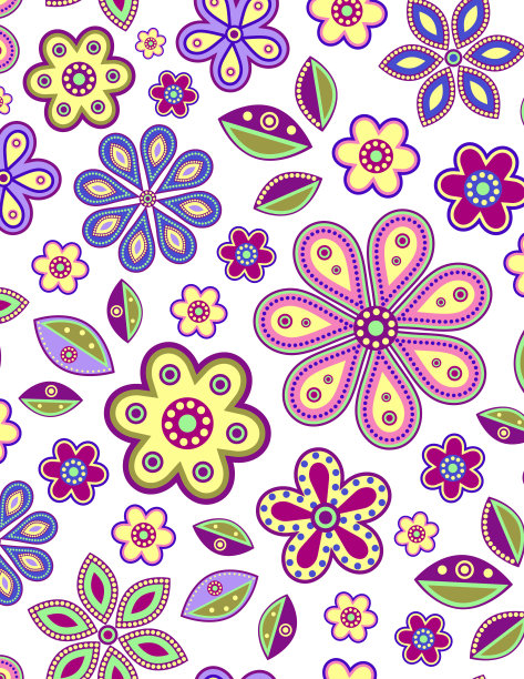 精美紫色绿色圆形花纹图案