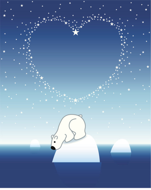 卡通可爱北极熊形象矢量图