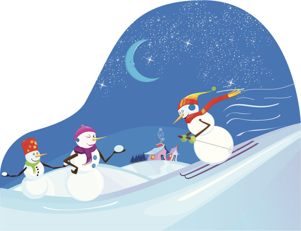 月亮,雪人,披肩
