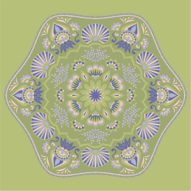 精美紫色绿色圆形花纹图案