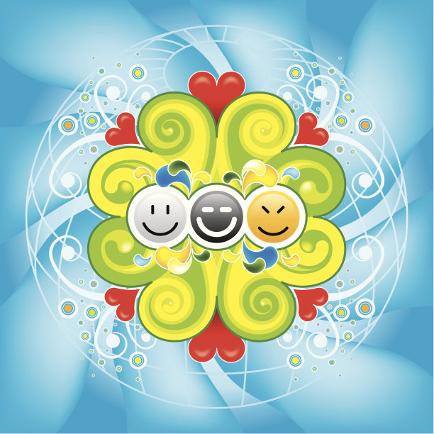 绿黄渐变圆形花纹图案