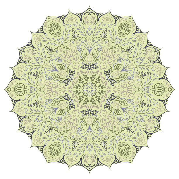 精美紫色绿色圆形花纹图案