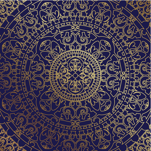 花卉环绕的圆形装饰矢量图案