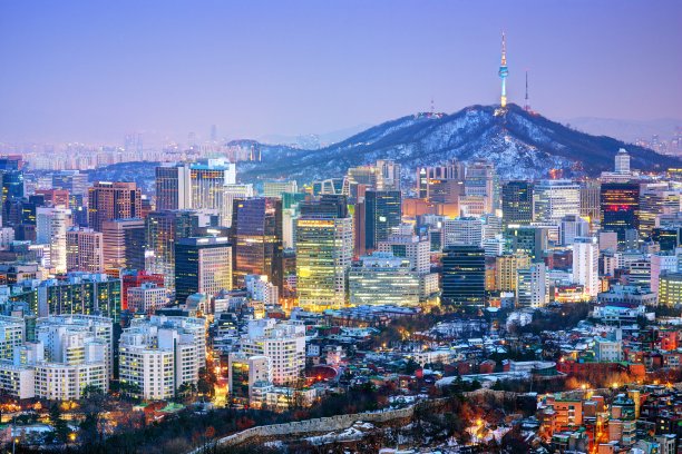 俯瞰首尔城市风景