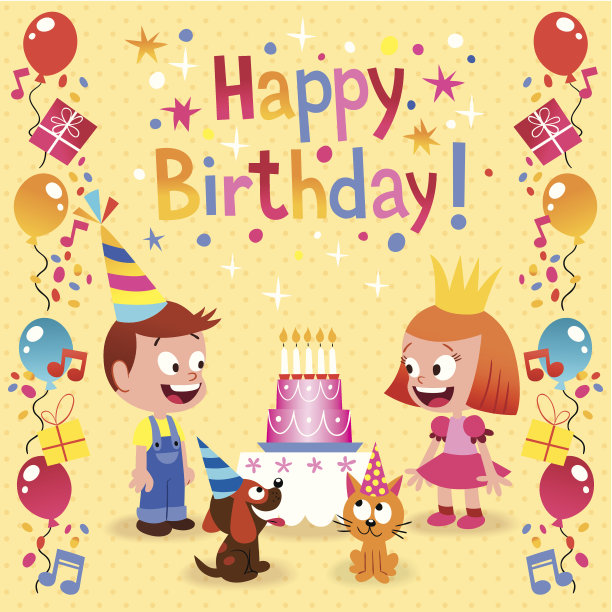 生日小猫派对可爱庆祝蛋糕形象